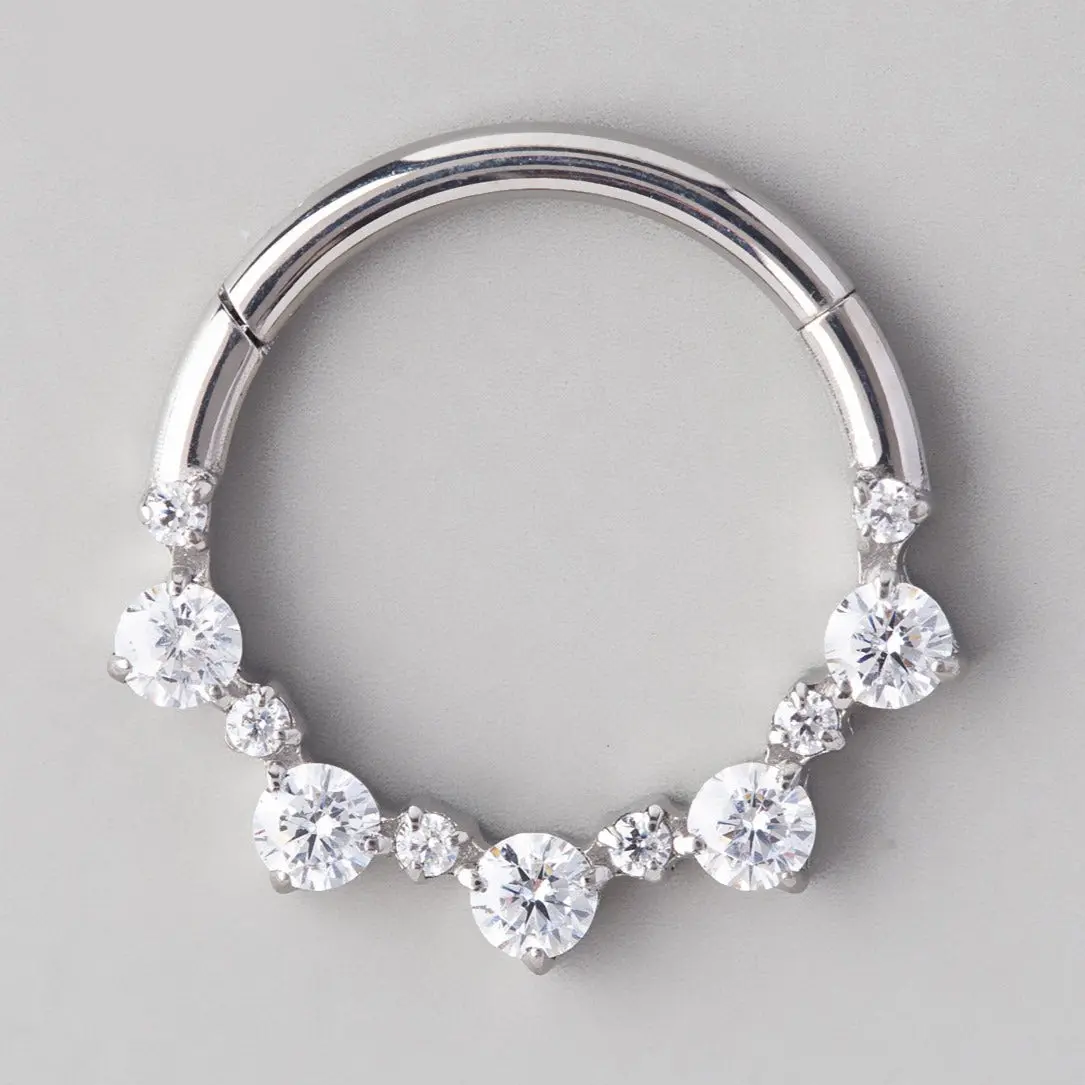 11 CZ Segment Hoop in Silver - Titanium