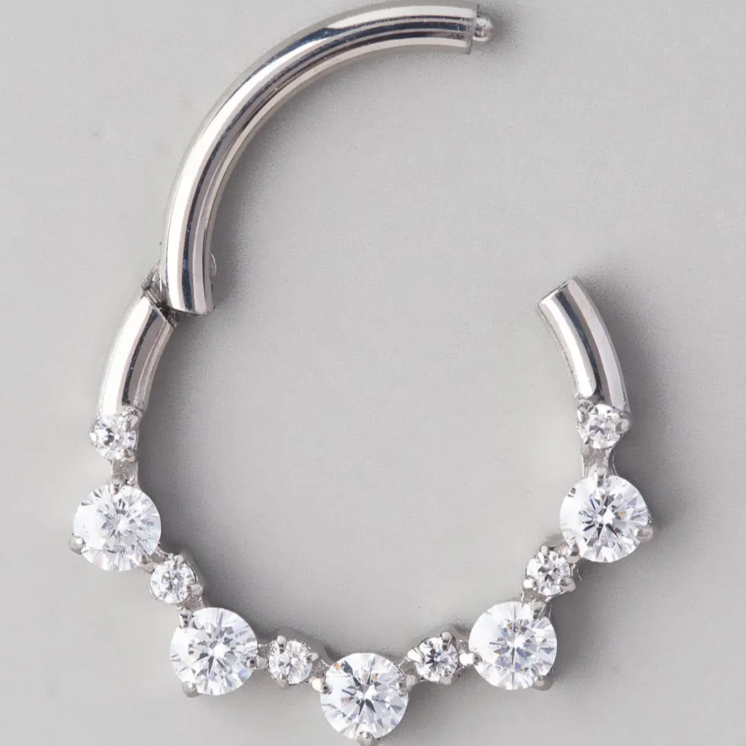 11 CZ Segment Hoop in Silver - Titanium - Image 2
