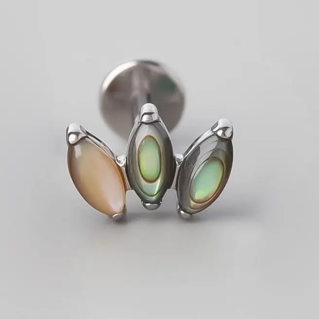 Triple Marquise Labret in Abalone Shell - Titanium