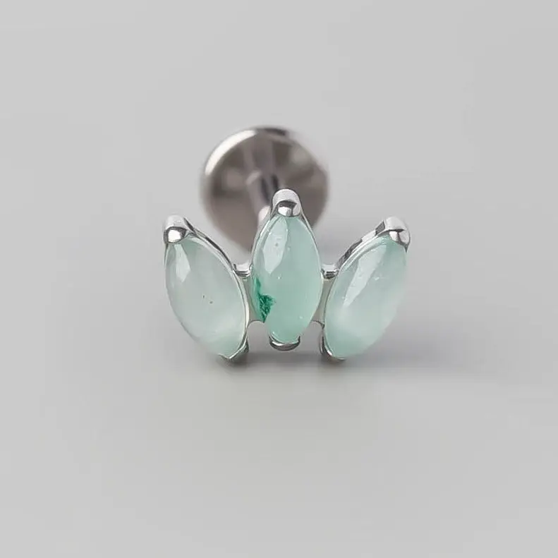 Triple Marquise Labret in Green Aventurine - Titanium