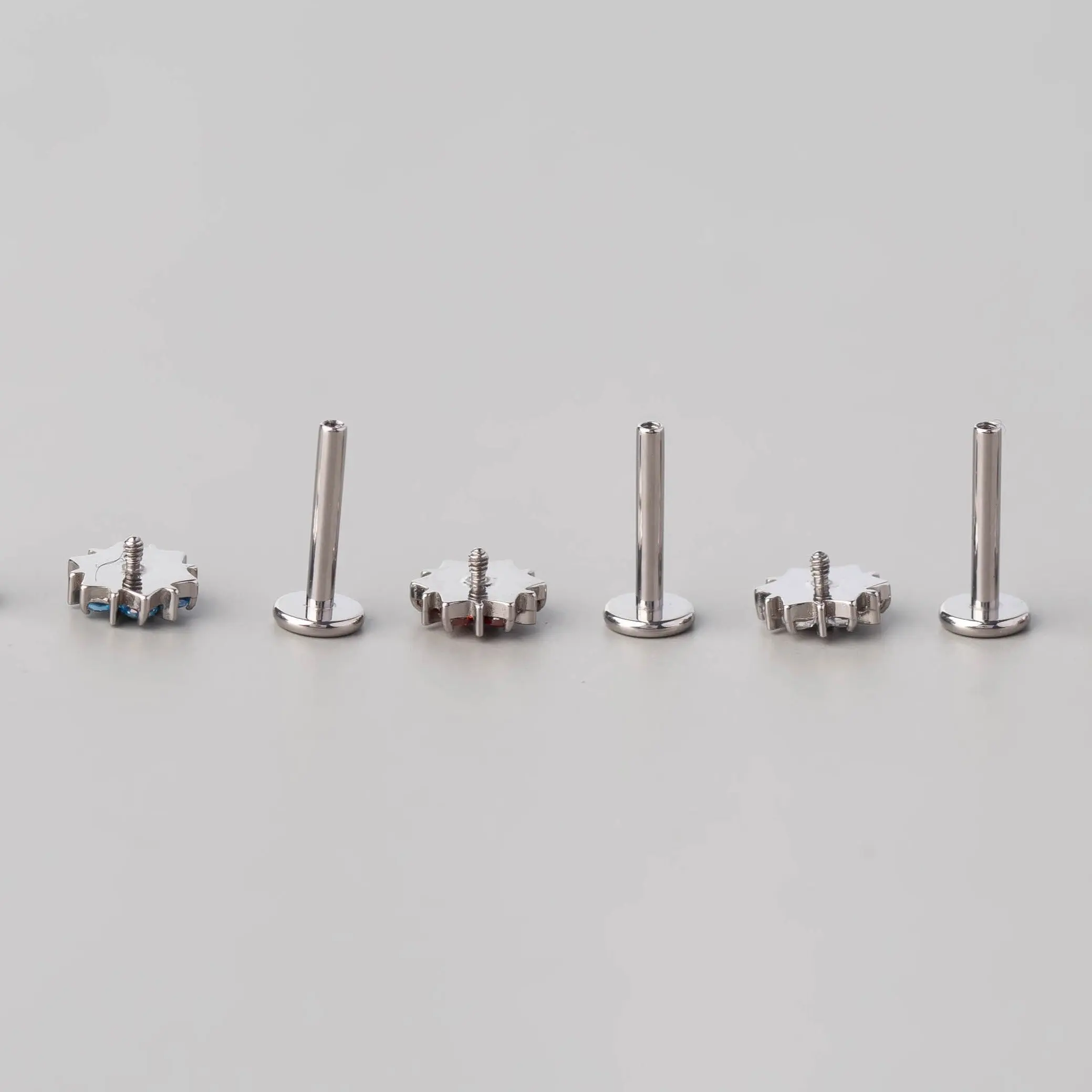 CZ Paved Flower Labret in Clear - Titanium - Image 3