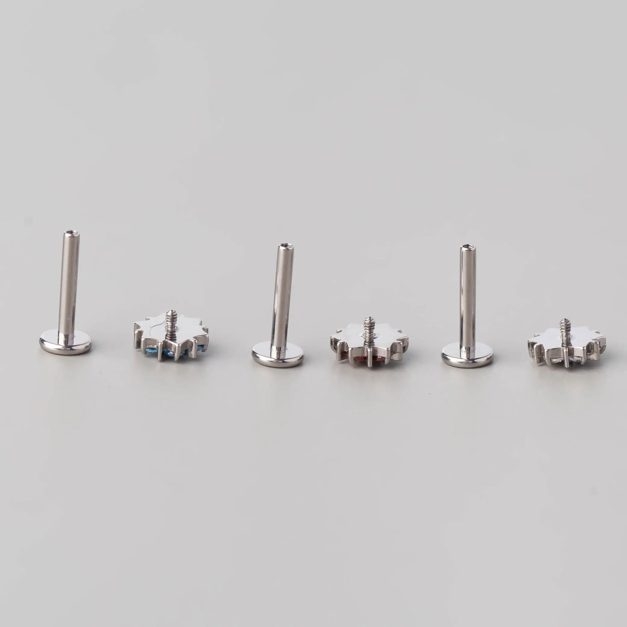 CZ Paved Flower Labret in Pink - Titanium - Image 3