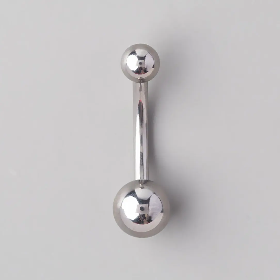 Basic Double Ball Belly Bar - Titanium