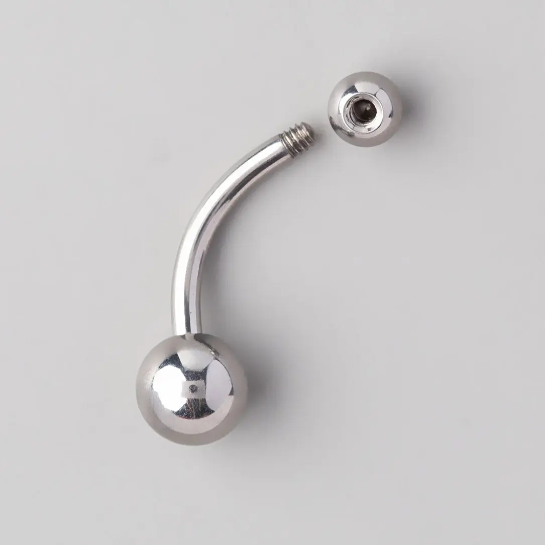 Basic Double Ball Belly Bar - Titanium - Image 2