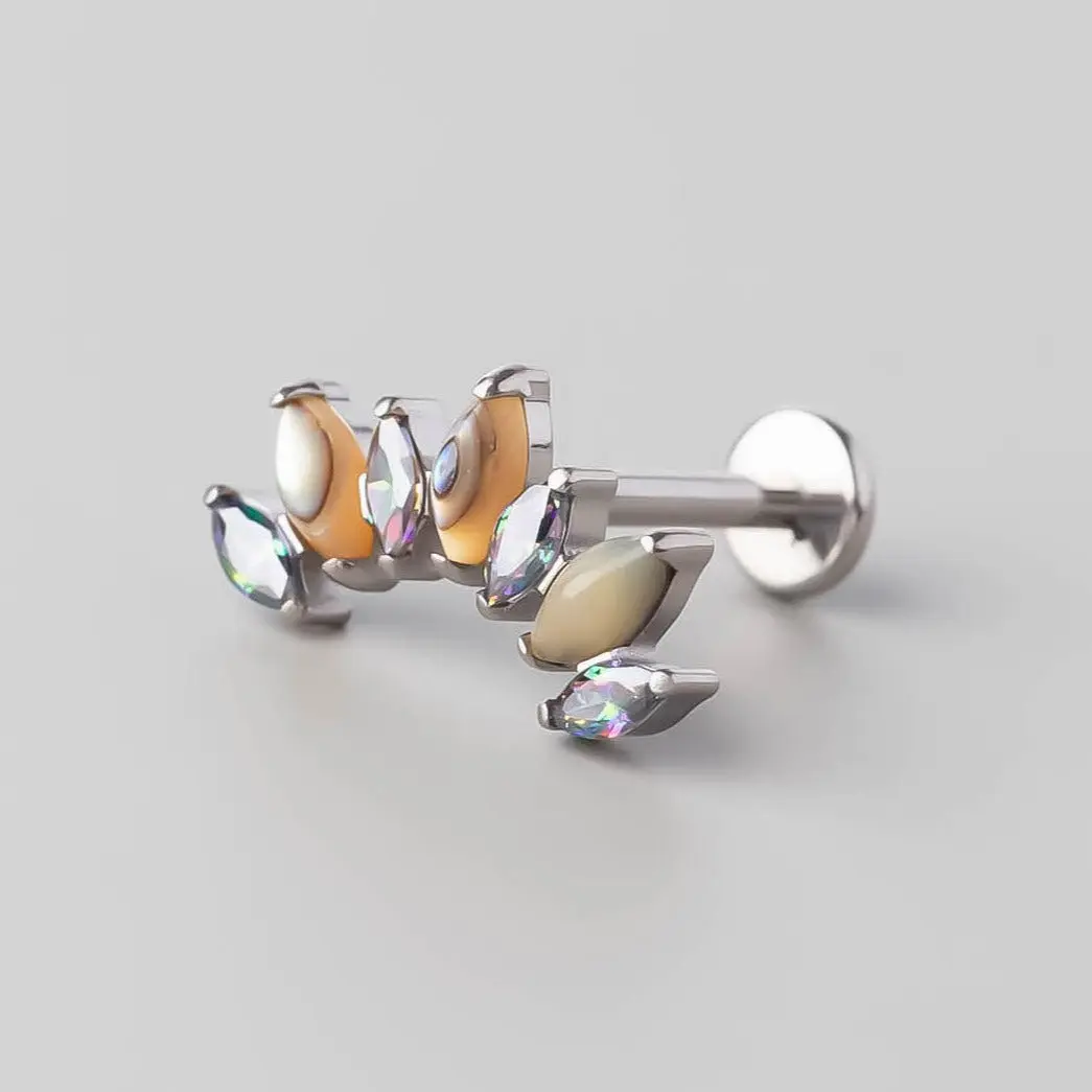 Seven Stone Labret in Abalone Shell + VM - Titanium - Image 2
