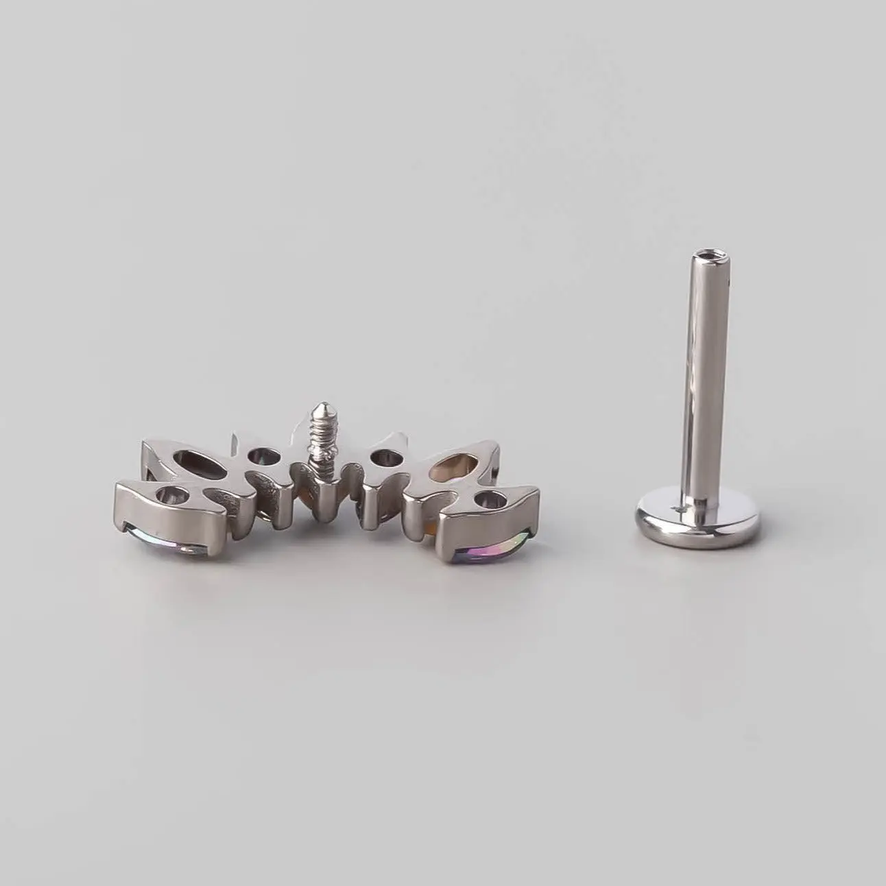 Seven Stone Labret in Abalone Shell + VM - Titanium - Image 4