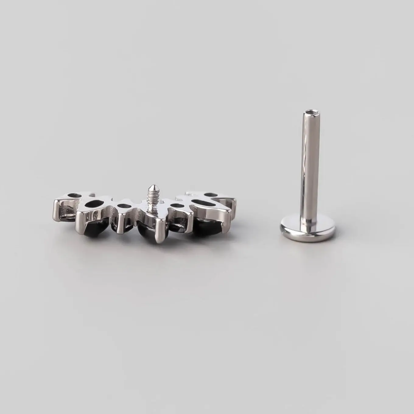 Seven Stone Labret in Black Onyx - Titanium - Image 4