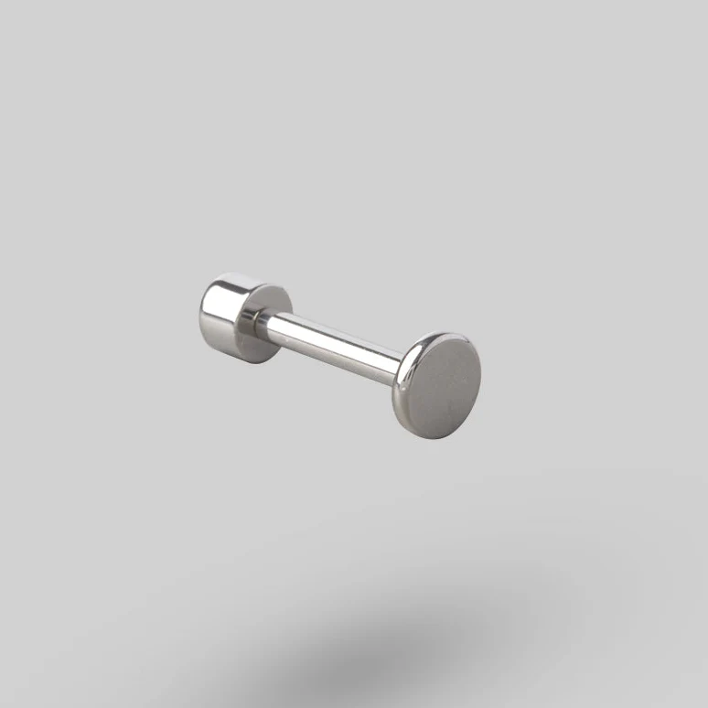 Bezel Set Clear Stone Top Labret in Silver - Titanium - Image 2