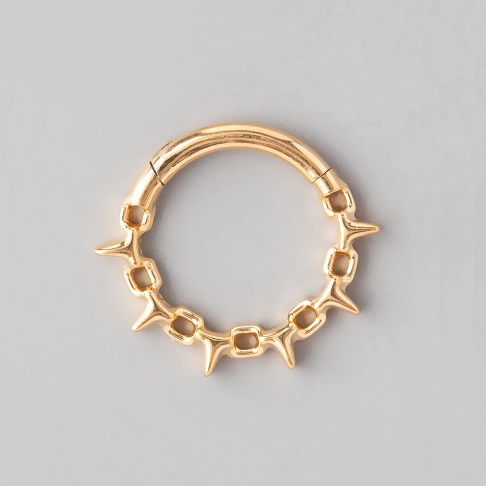 Chain & Spike Segment Hoop in Gold - Titanium