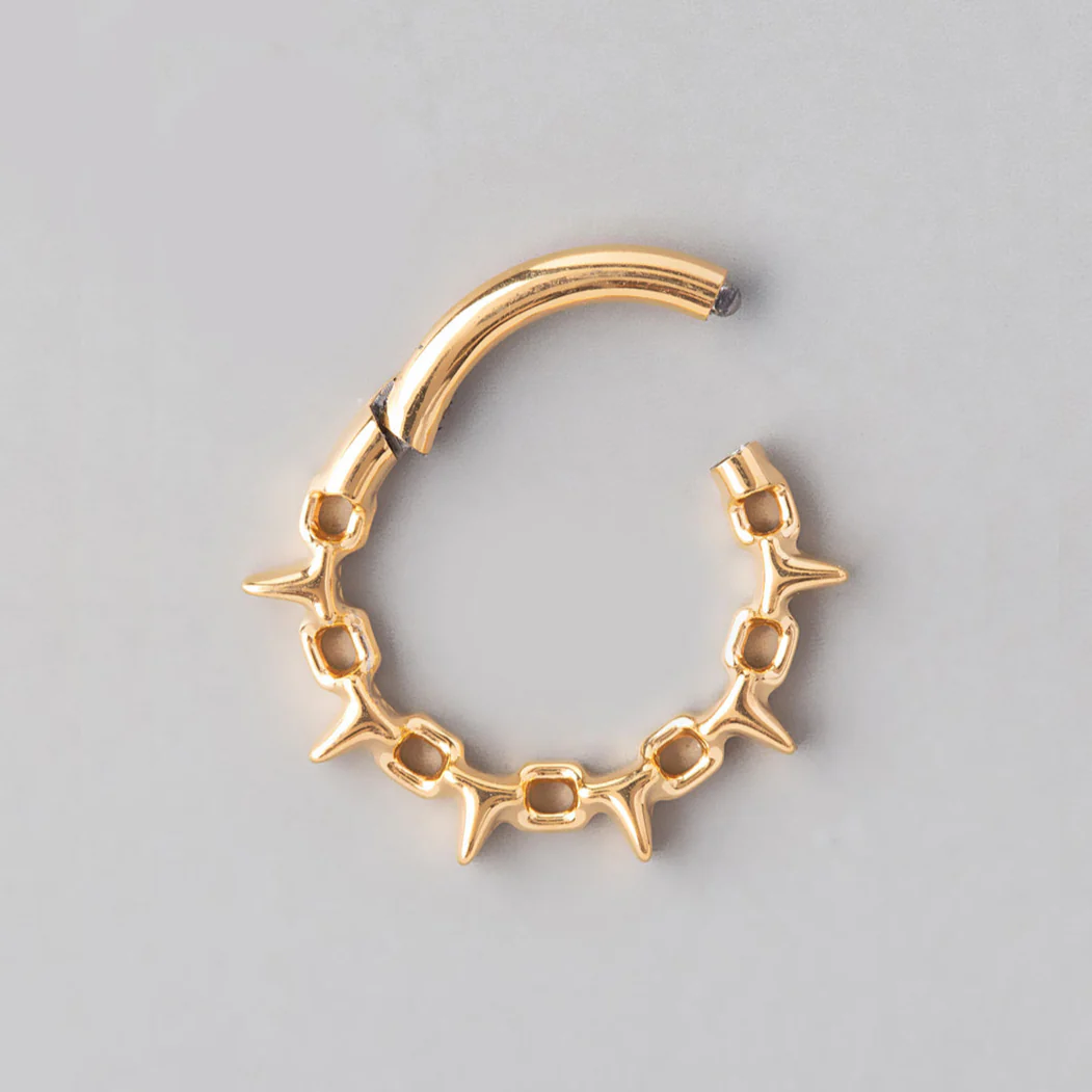 Chain & Spike Segment Hoop in Gold - Titanium - Image 2