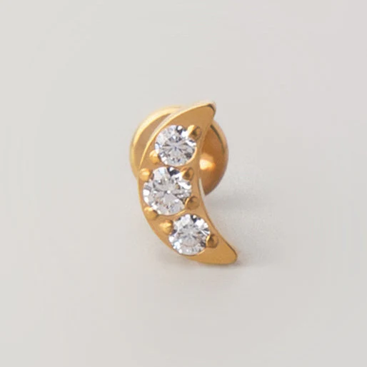 Crescent CZ Labret in Gold - Titanium