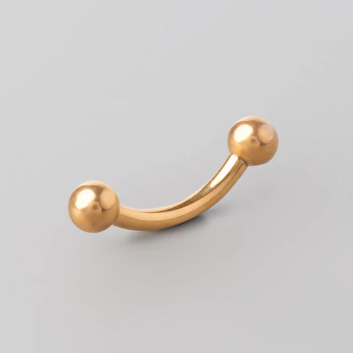 Curved Barbell with Balls in Gold - Titanium