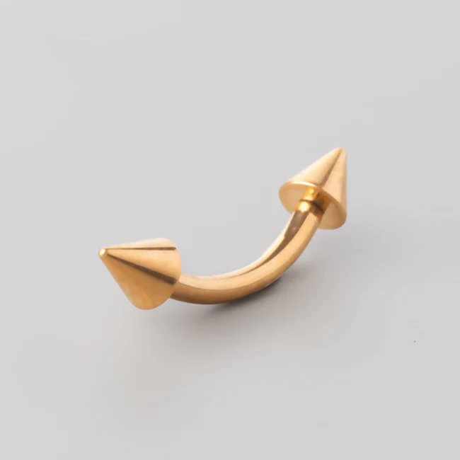 Curved Barbell with Spikes in Gold - Titanium