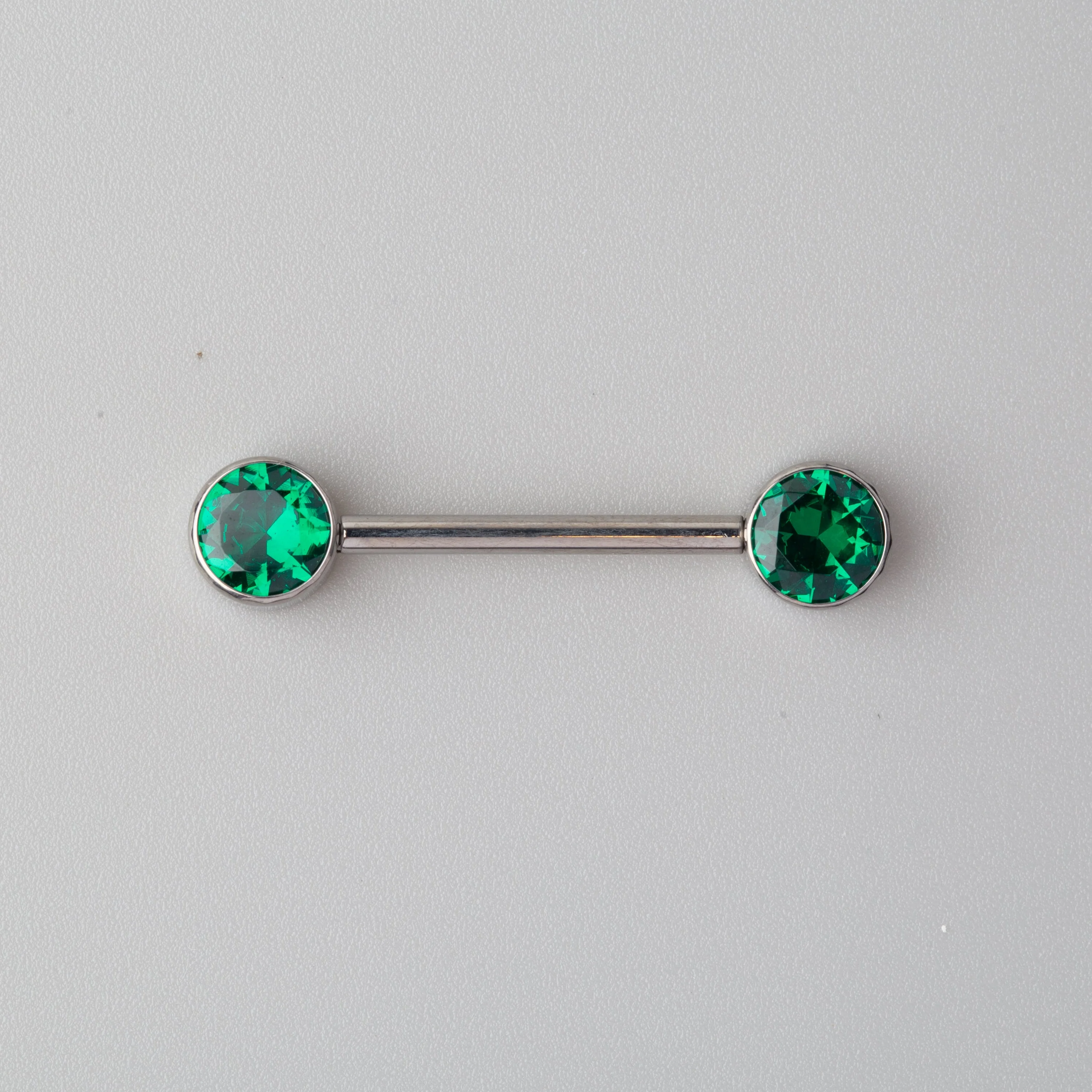 CZ Nipple Barbell in Green - Titanium