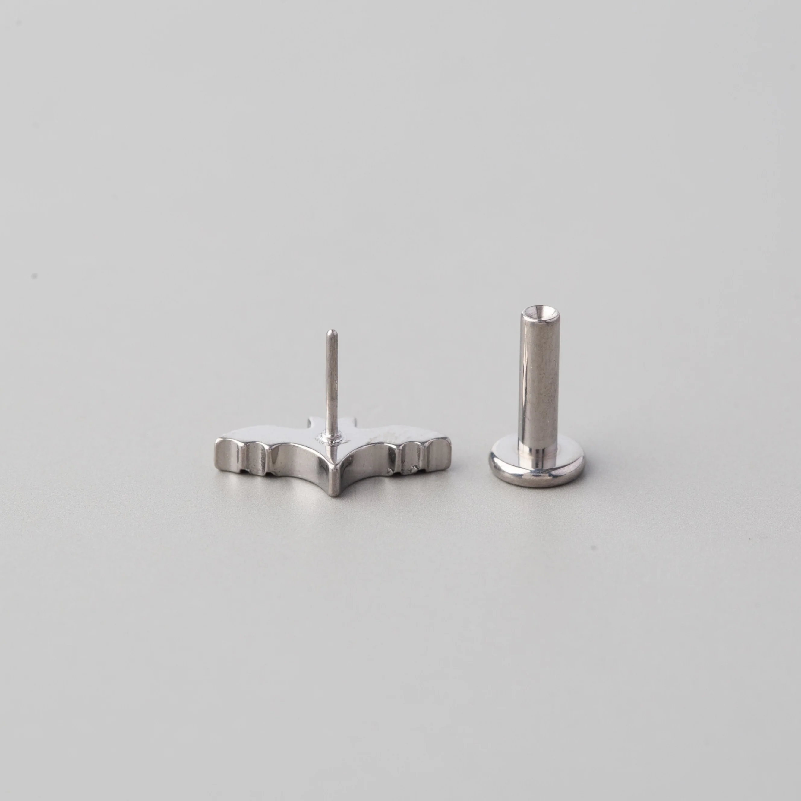 Grave Bat Threadless Labret in Silver - Titanium - Image 2