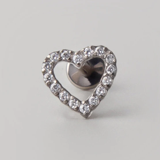Celeste Heart Labret in Silver - Titanium