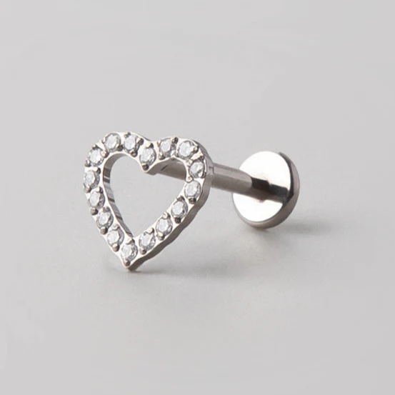 Celeste Heart Labret in Silver - Titanium - Image 2