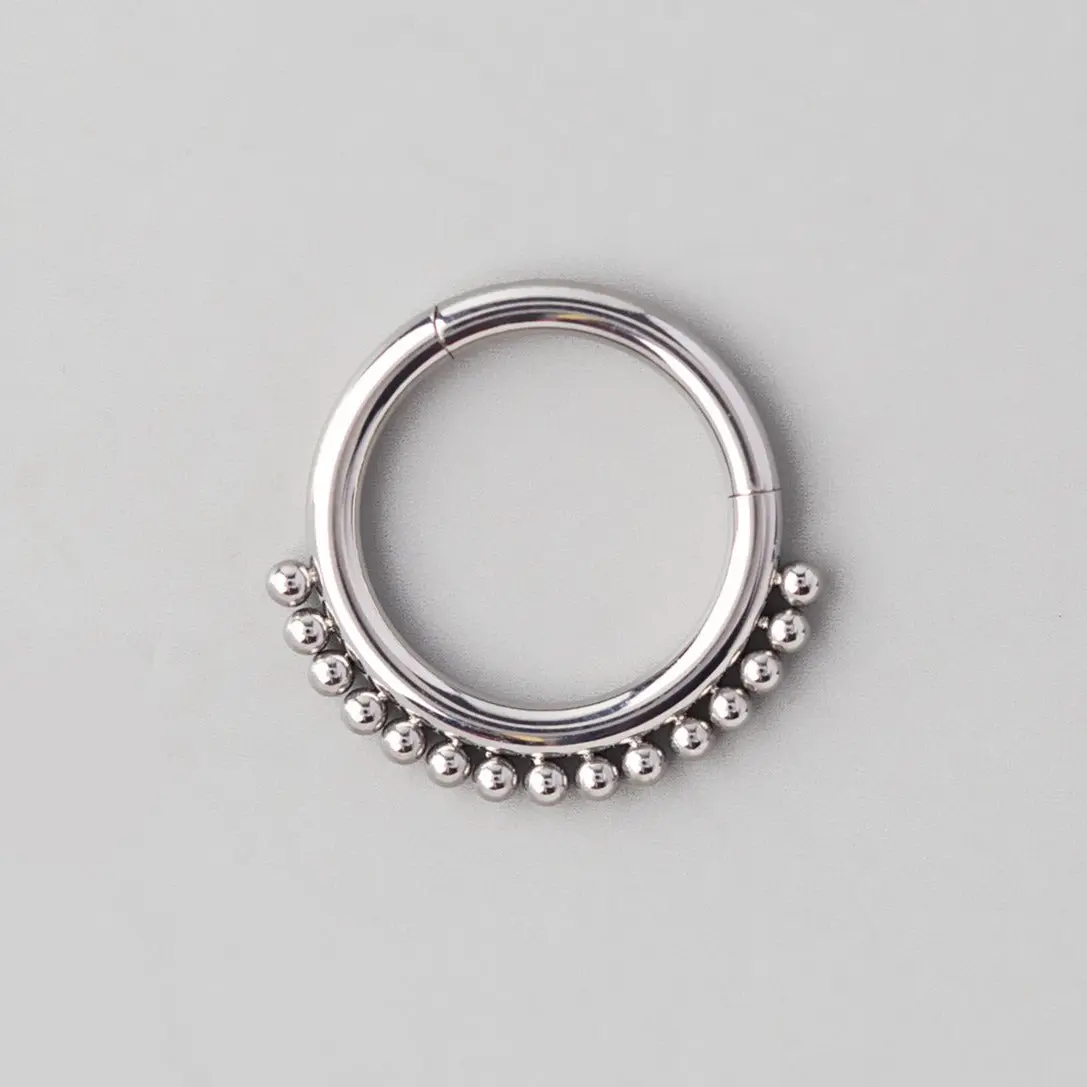 Hinged Clicker Ring with Balls Around - Titanium