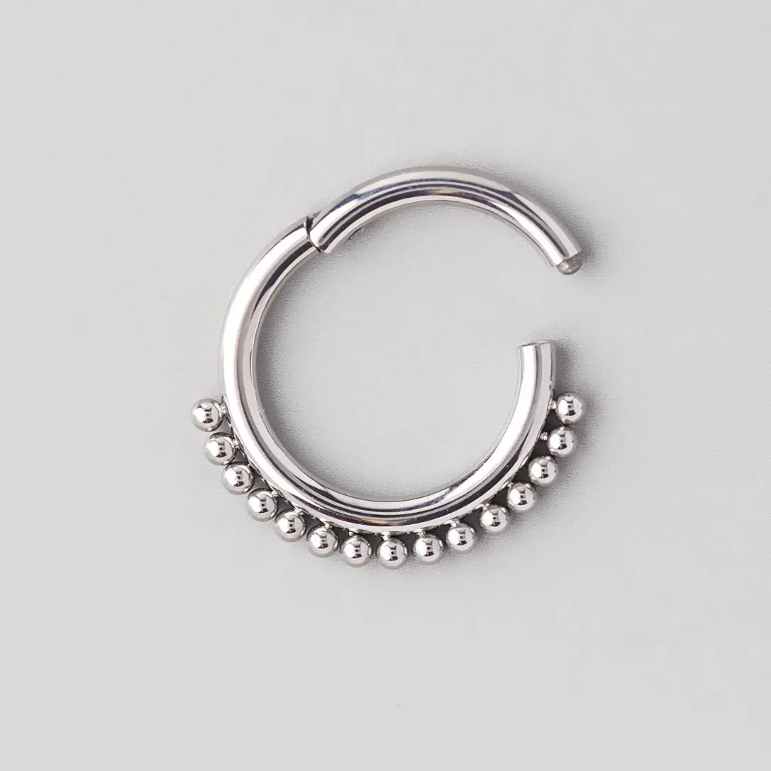 Hinged Clicker Ring with Balls Around - Titanium - Image 2