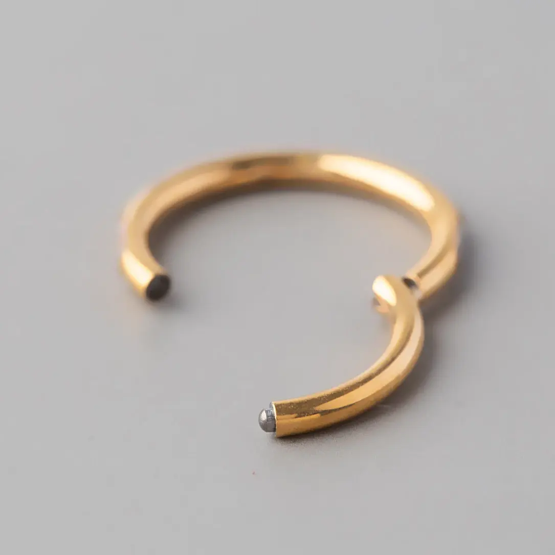Hinged Segment Ring Blaze Oblong CZ in Gold - Titanium - Image 2
