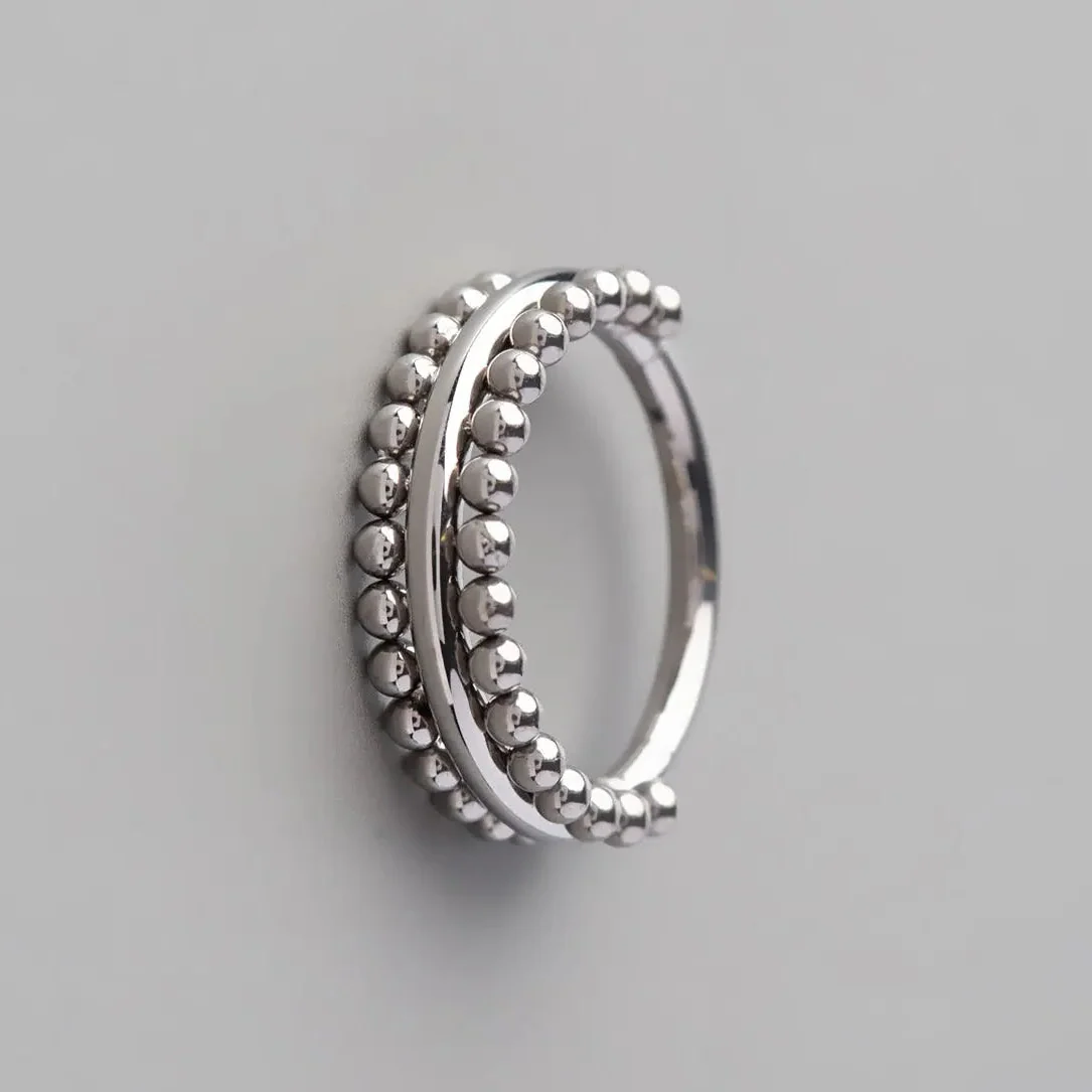Hinged Segment Ring Double Sided Beads in Silver - Titanium