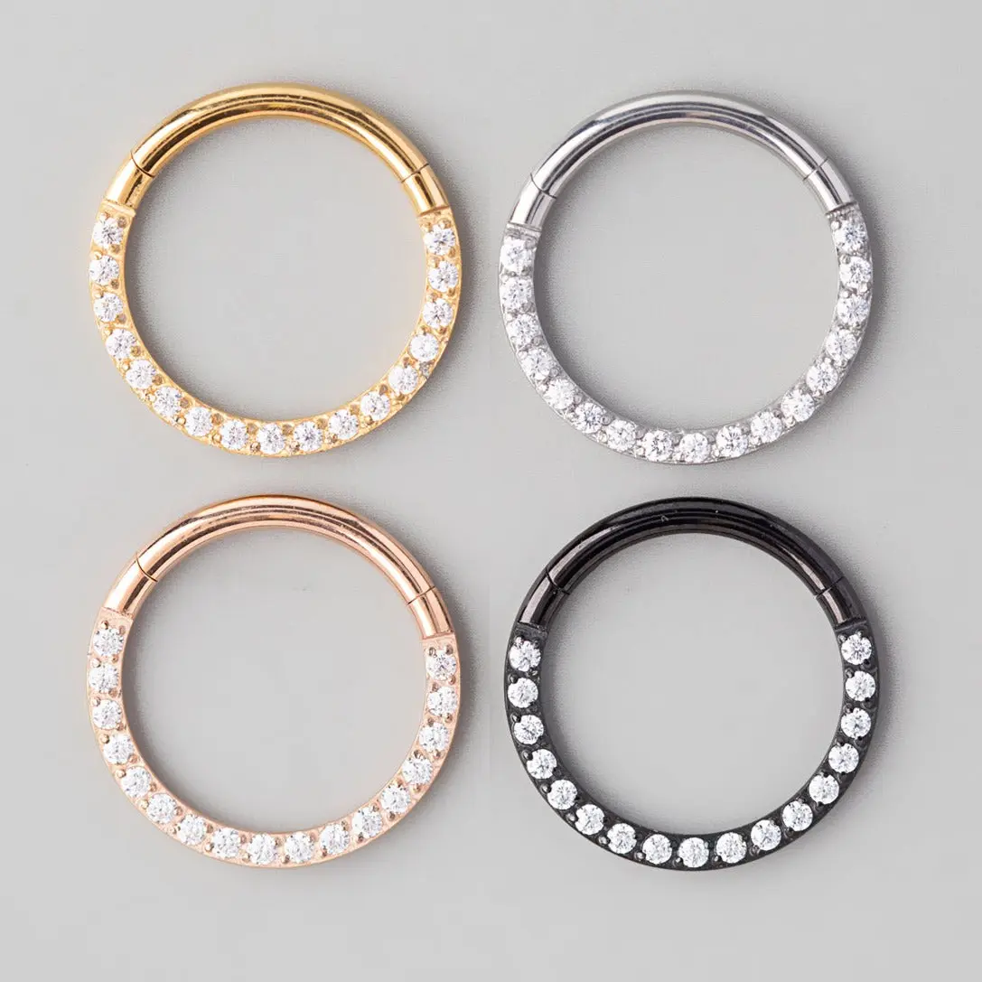 Hinged Segment Ring Front Face CZ in Rose Gold - Titanium - Image 3