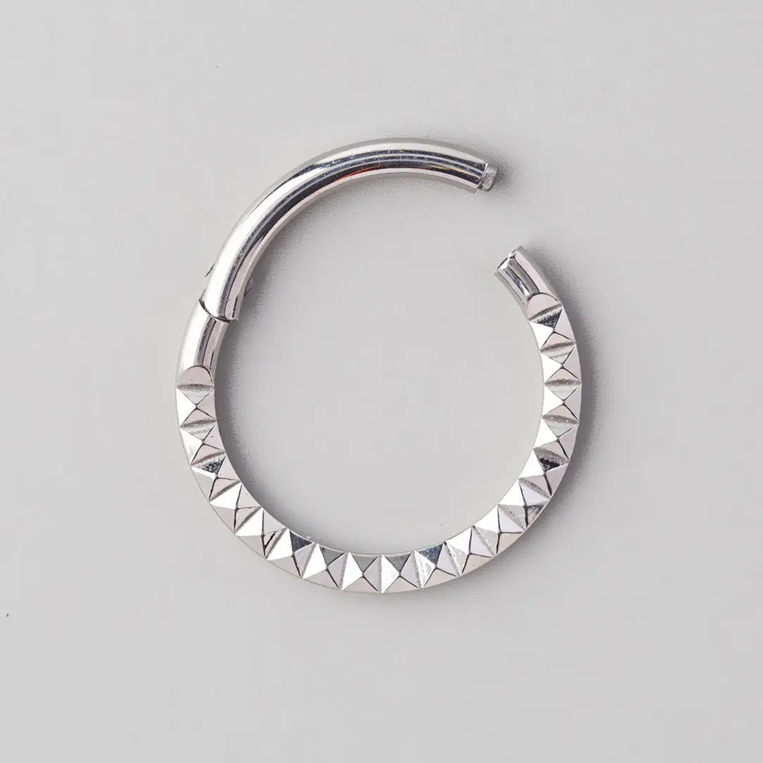 Hinged Segment Ring Front Face Square Cut in Silver - Titanium - Image 2
