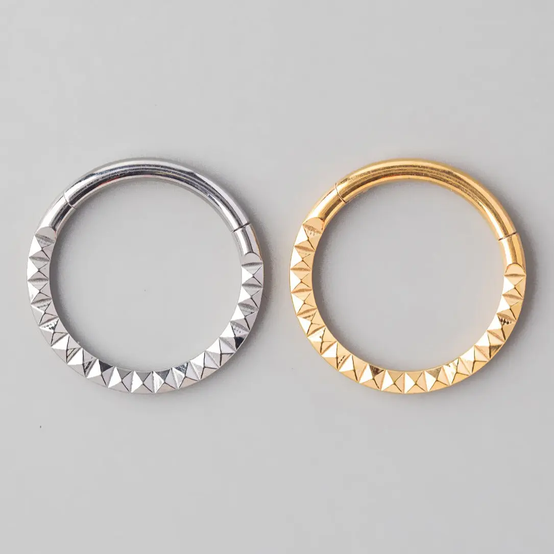 Hinged Segment Ring Front Face Square Cut in Silver - Titanium - Image 3