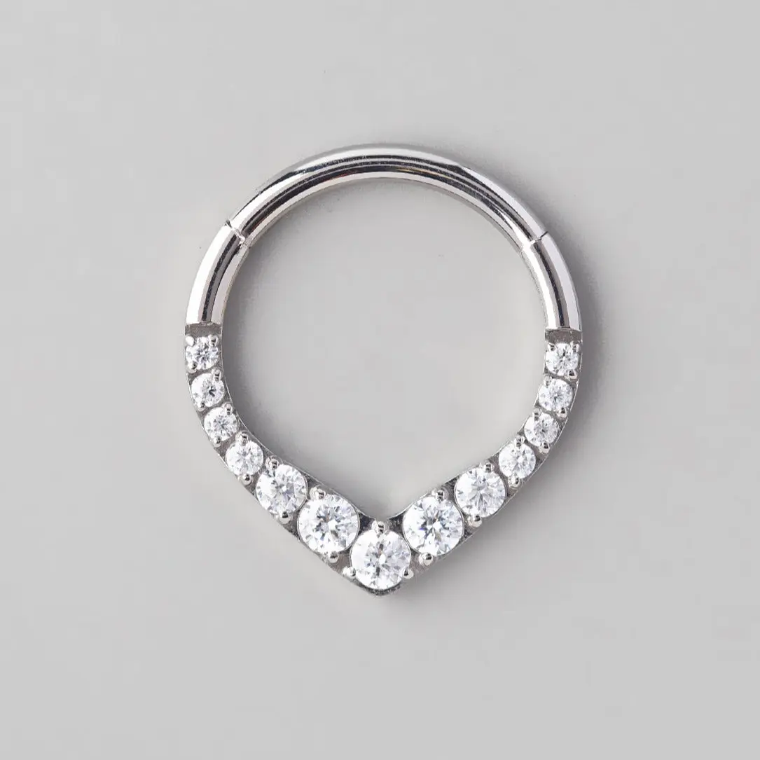 Hinged Segment Ring Front Face V Shape - Titanium