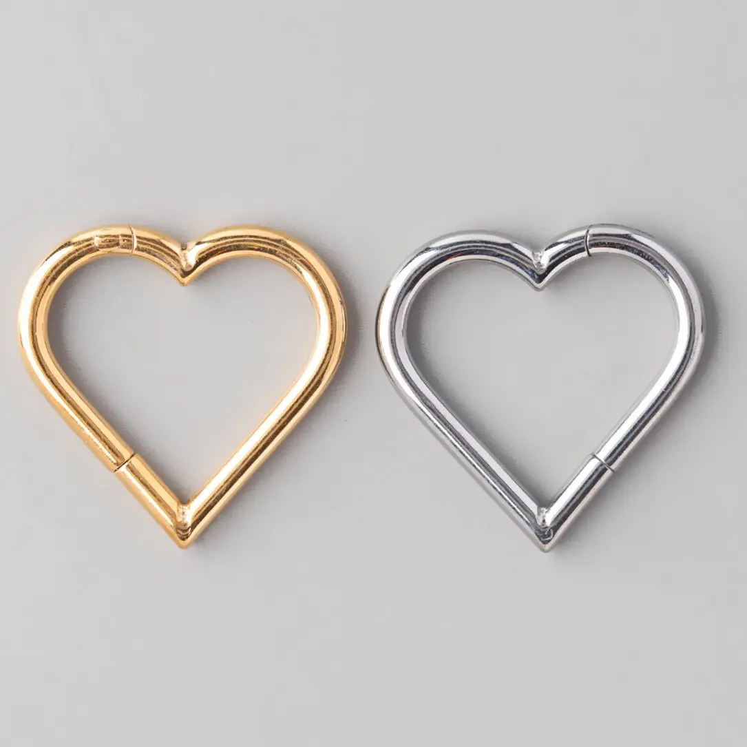 Hinged Segment Ring Heart Shape in Silver - Titanium - Image 3