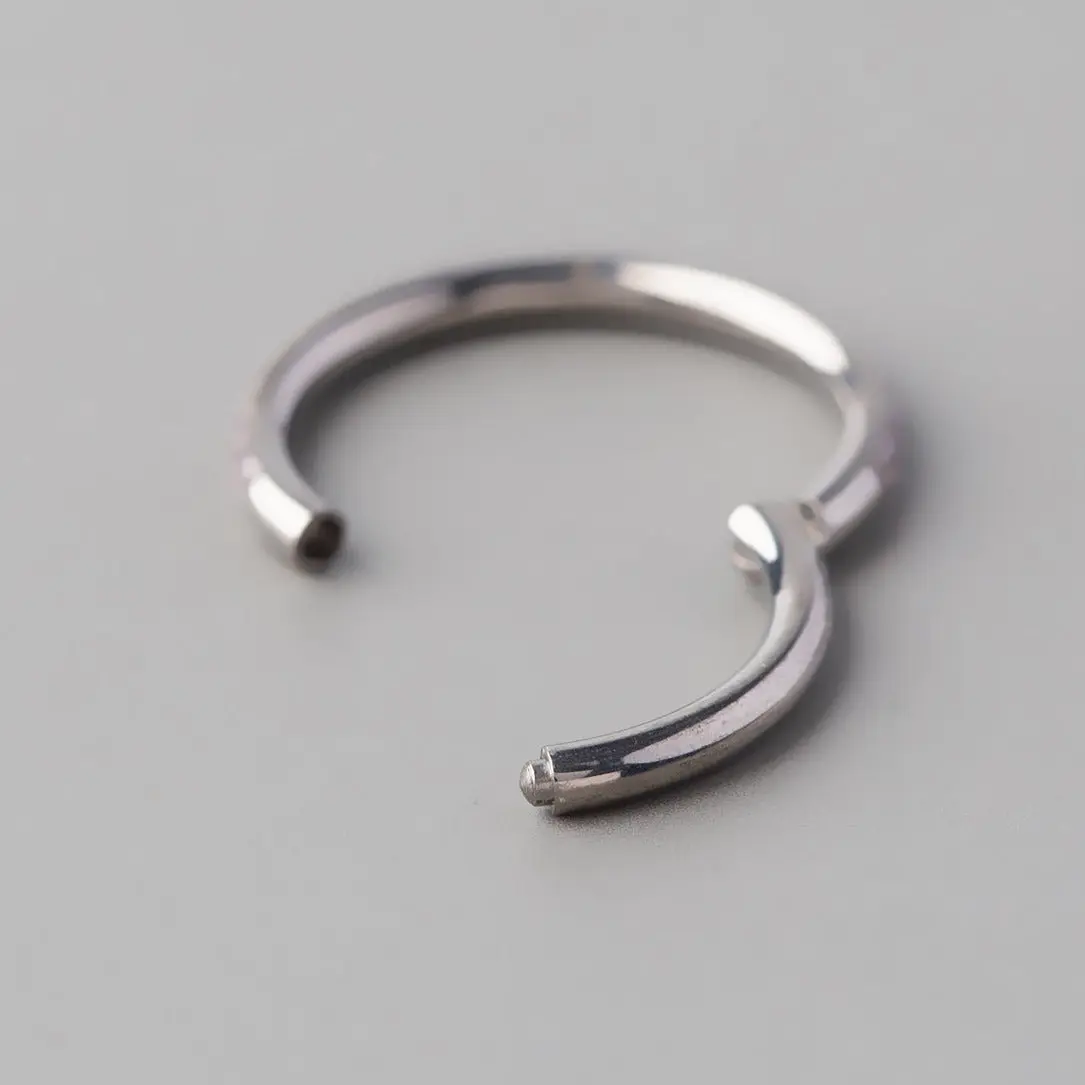 Hinged Segment Ring Pink CZ Side Face in Silver - Titanium - Image 2