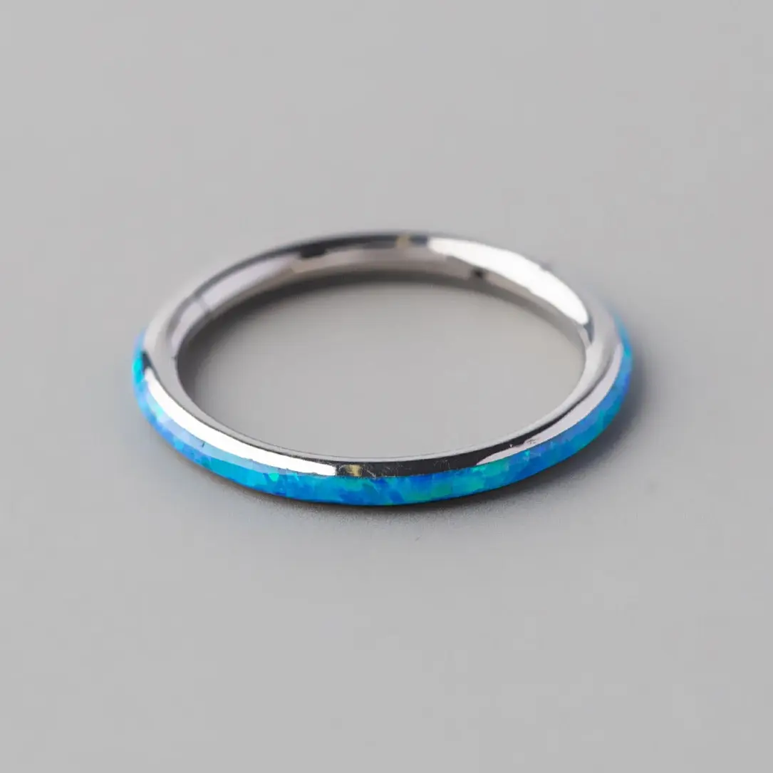 Hinged Segment Ring Side Face in Blue Opal - Titanium