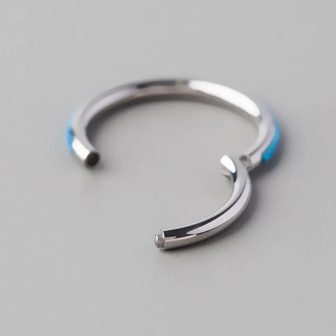 Hinged Segment Ring Side Face in Blue Opal - Titanium - Image 2