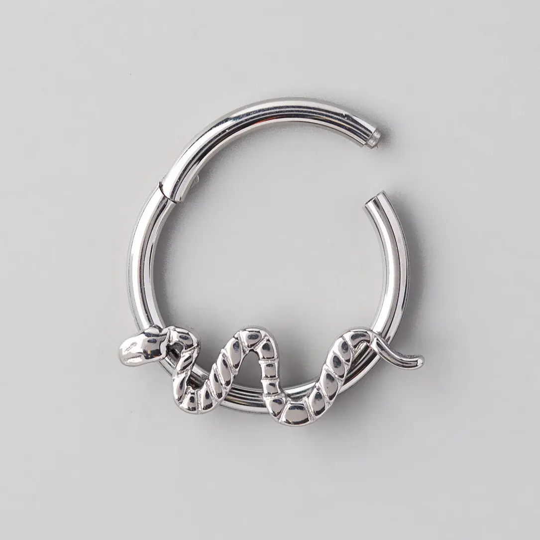 Hinged Segment Ring Snake in Silver - Titanium - Image 2
