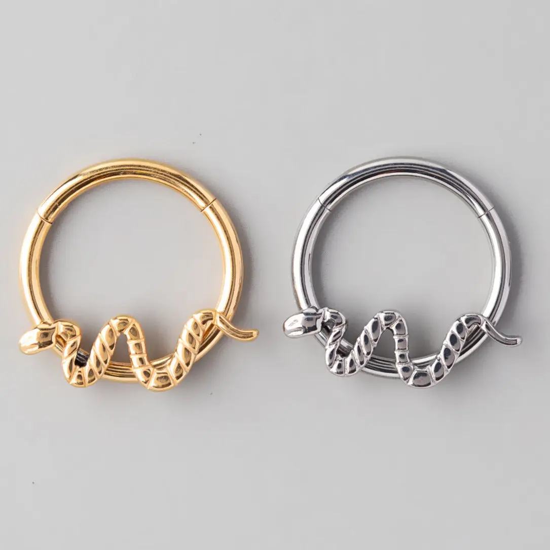 Hinged Segment Ring Snake in Silver - Titanium - Image 3