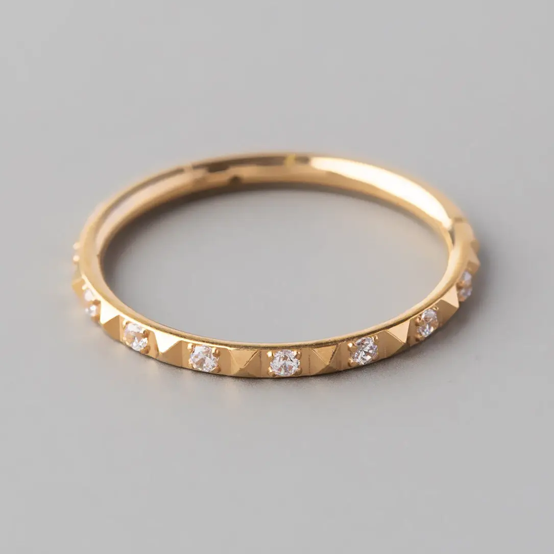 Hinged Segment Ring Square Cut CZ Side Face in Gold - Titanium