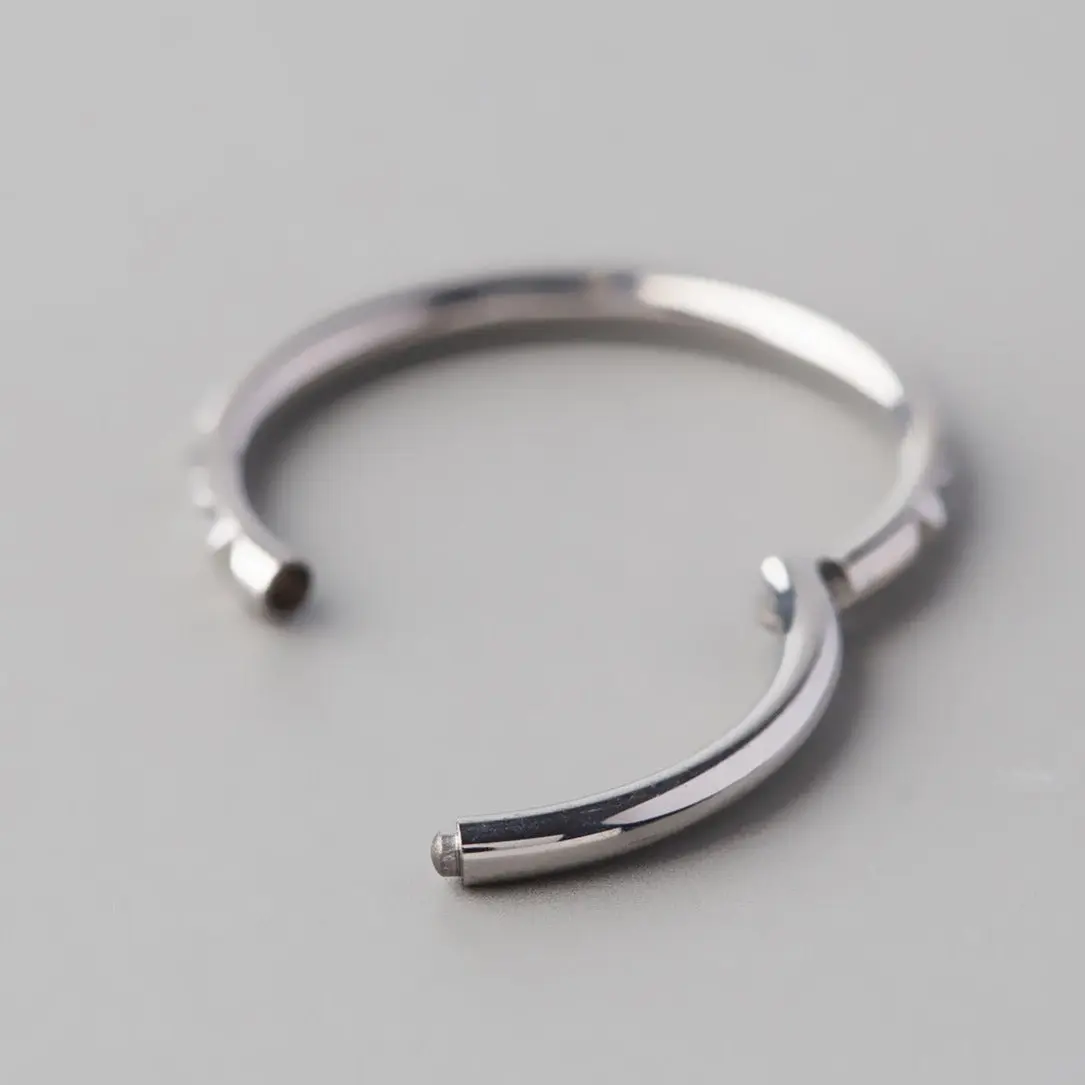 Hinged Segment Ring Square Cut CZ Side Face in Silver - Titanium - Image 2