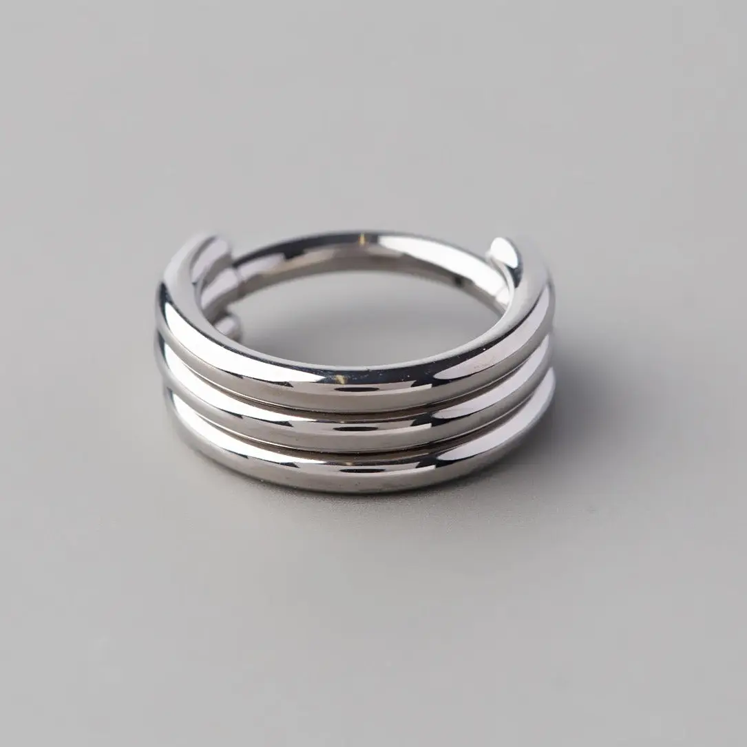 Hinged Segment Ring Triple Lined - Titanium