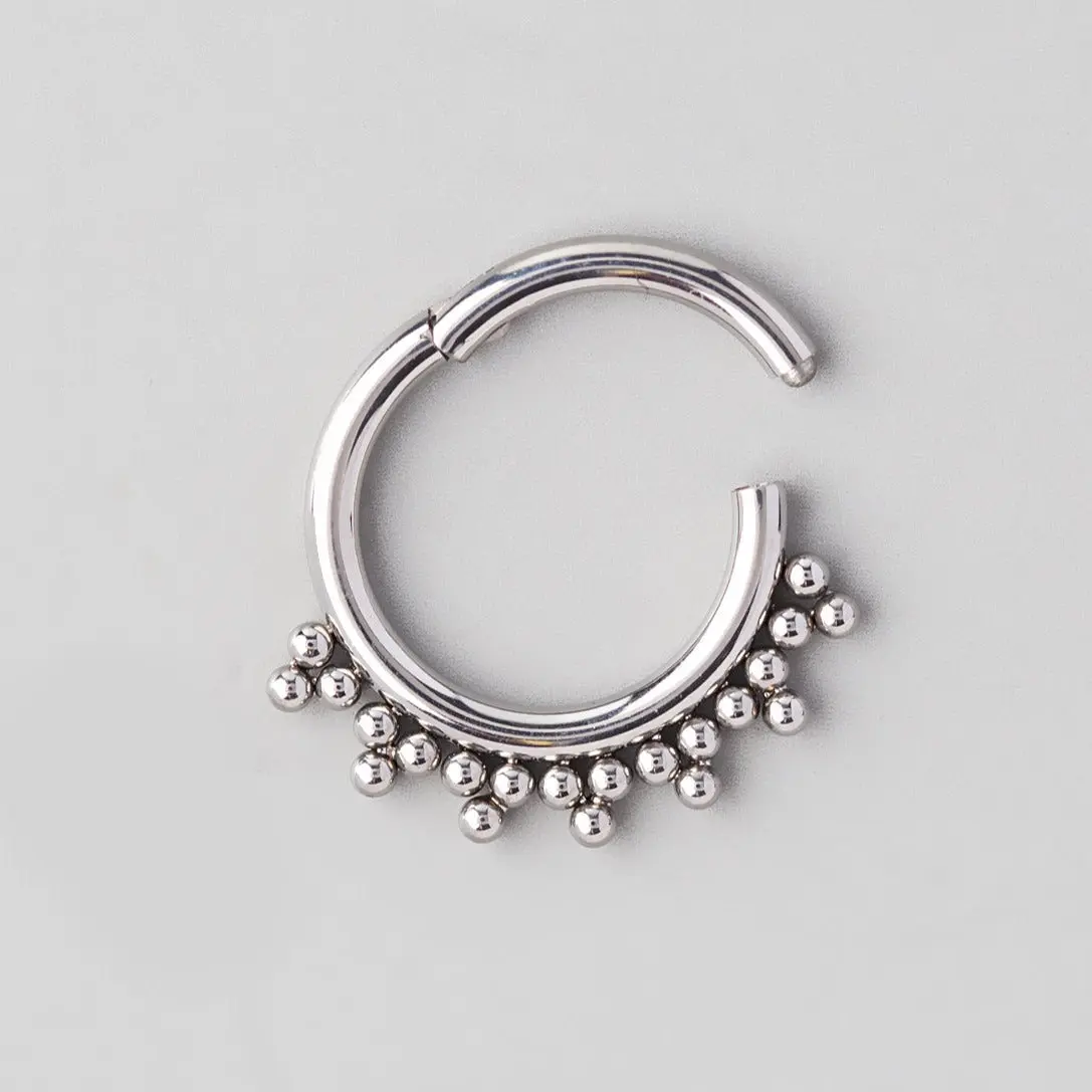 Hinged Segment Ring with 7 Tri-Bead Clusters - Titanium - Image 2