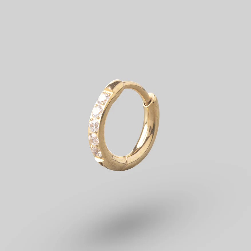 Huggie Hoop Clear CZ in Gold (Pair) - Titanium
