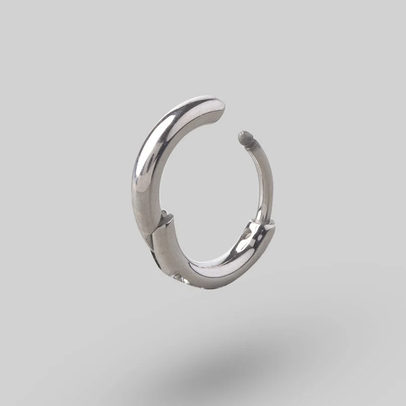 Huggie Hoop Clear CZ in Silver (Pair) - Titanium - Image 3