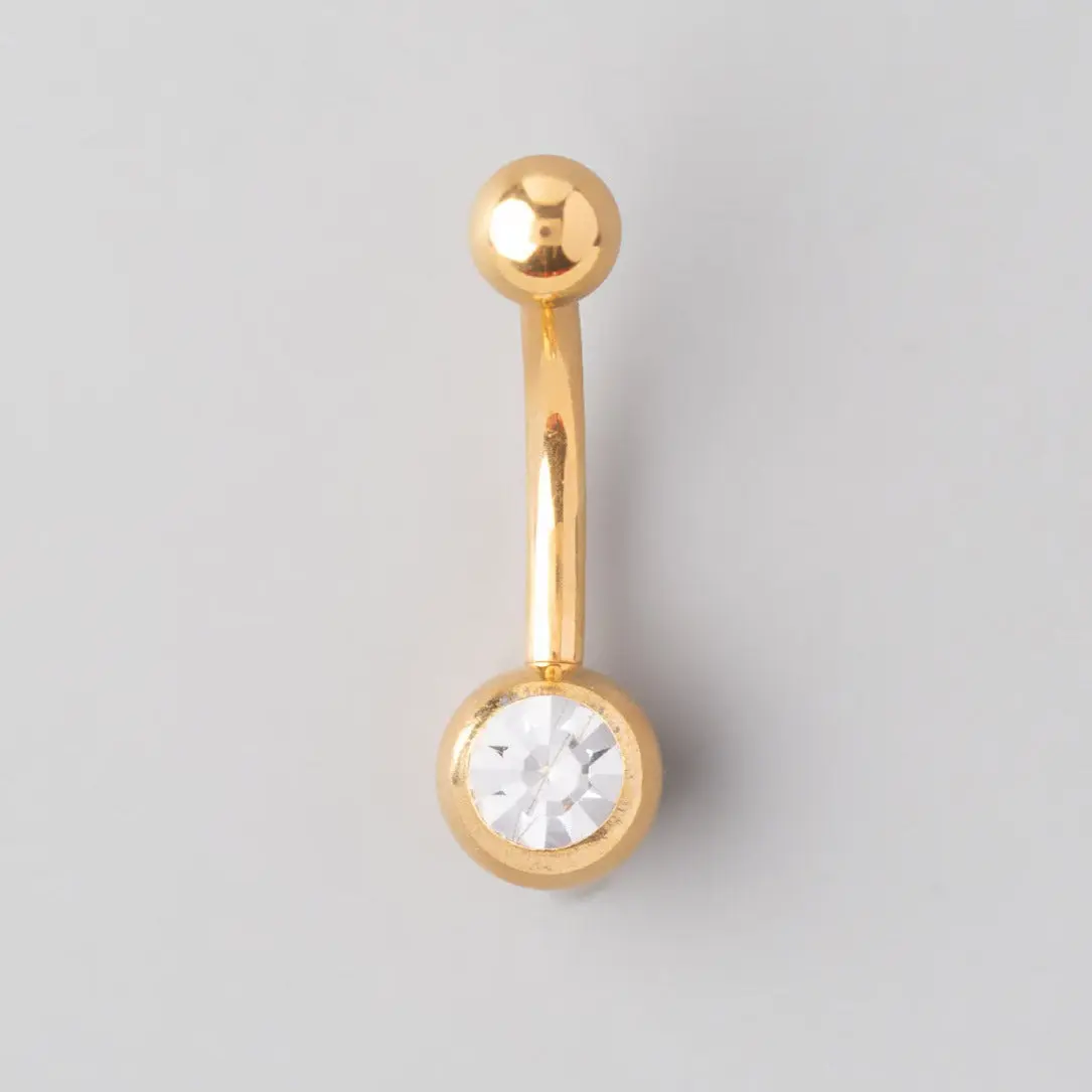 Jewelled Belly Bar in Gold - Titanium
