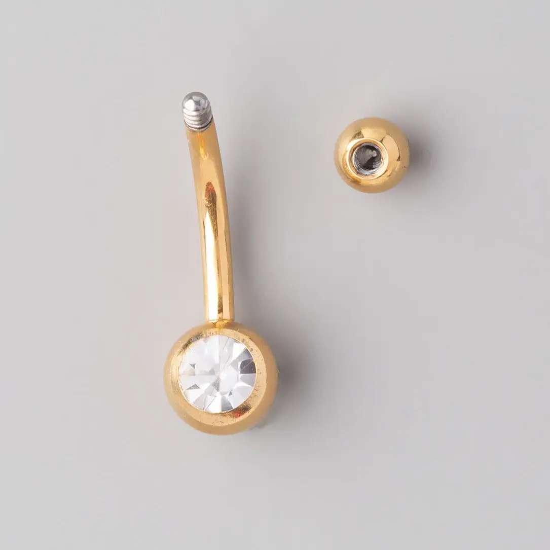 Jewelled Belly Bar in Gold - Titanium - Image 2