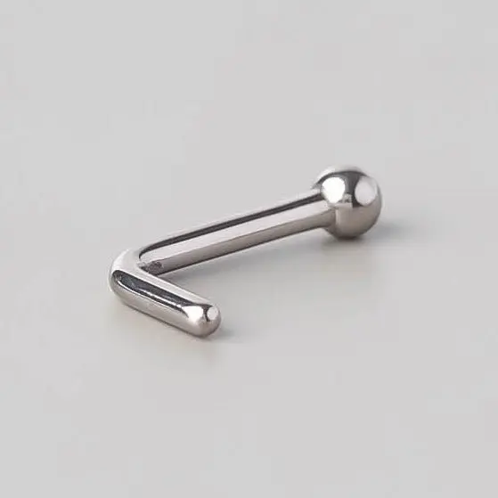 L-Shape Nose Stud Ball Top - Titanium - Image 3