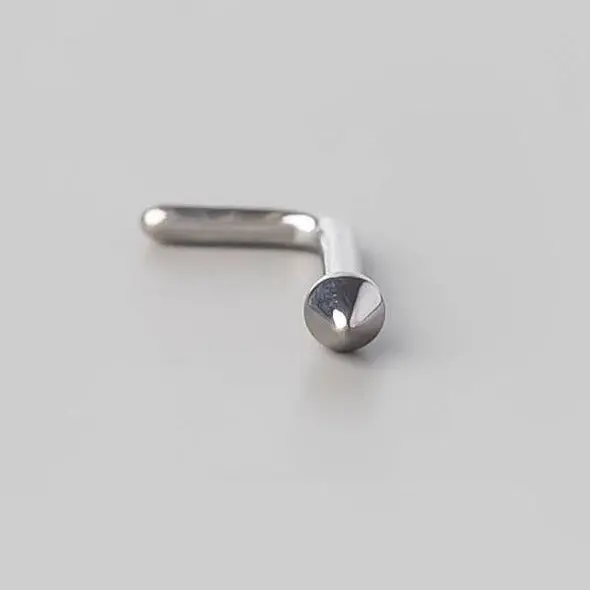 L-Shape Nose Stud with Spike Top - Titanium - Image 2