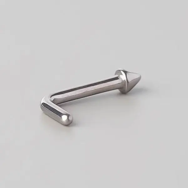L-Shape Nose Stud with Spike Top - Titanium - Image 3