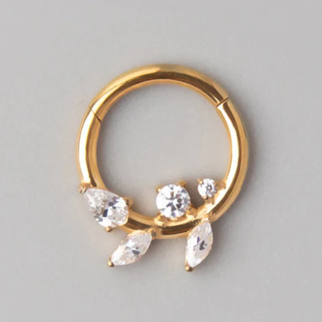 Marquise CZ Segment Hoop in Gold - Titanium