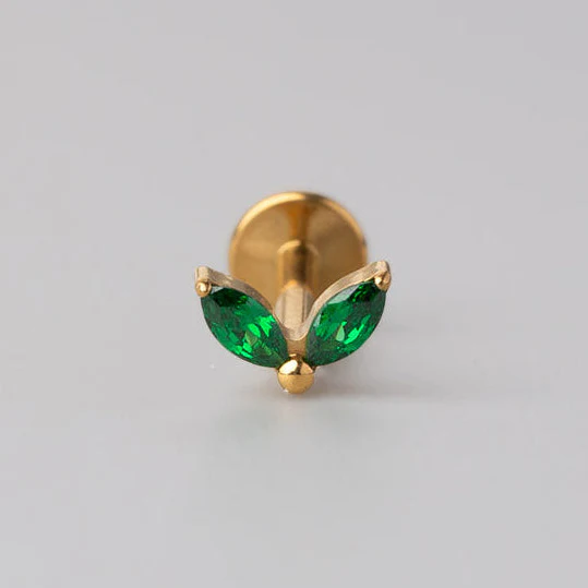Double Marquise Emerald Green in Gold - Titanium