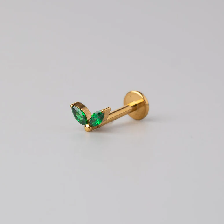 Double Marquise Emerald Green in Gold - Titanium - Image 2