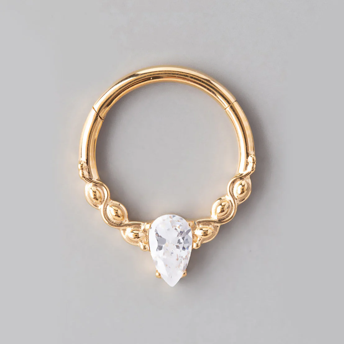 Pear CZ Segment Hoop in Gold - Titanium